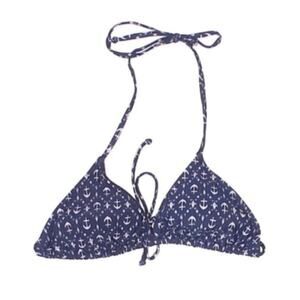 Obey Blue Nautical Sailor Anchor Bikini Tie Top